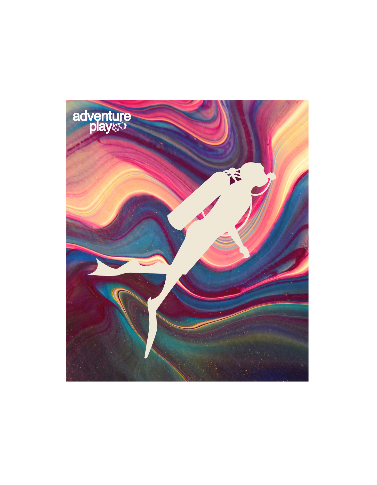 Adventureplay - Diver in colourful bg || Round neck